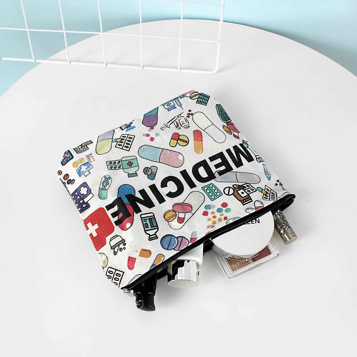 ZUCOLUS Funny Letter Print Travel Medicine Bags Makeup Bag Gift For Women,Pill Storage Bag Toiletry Pouch,Med Bag For Girl