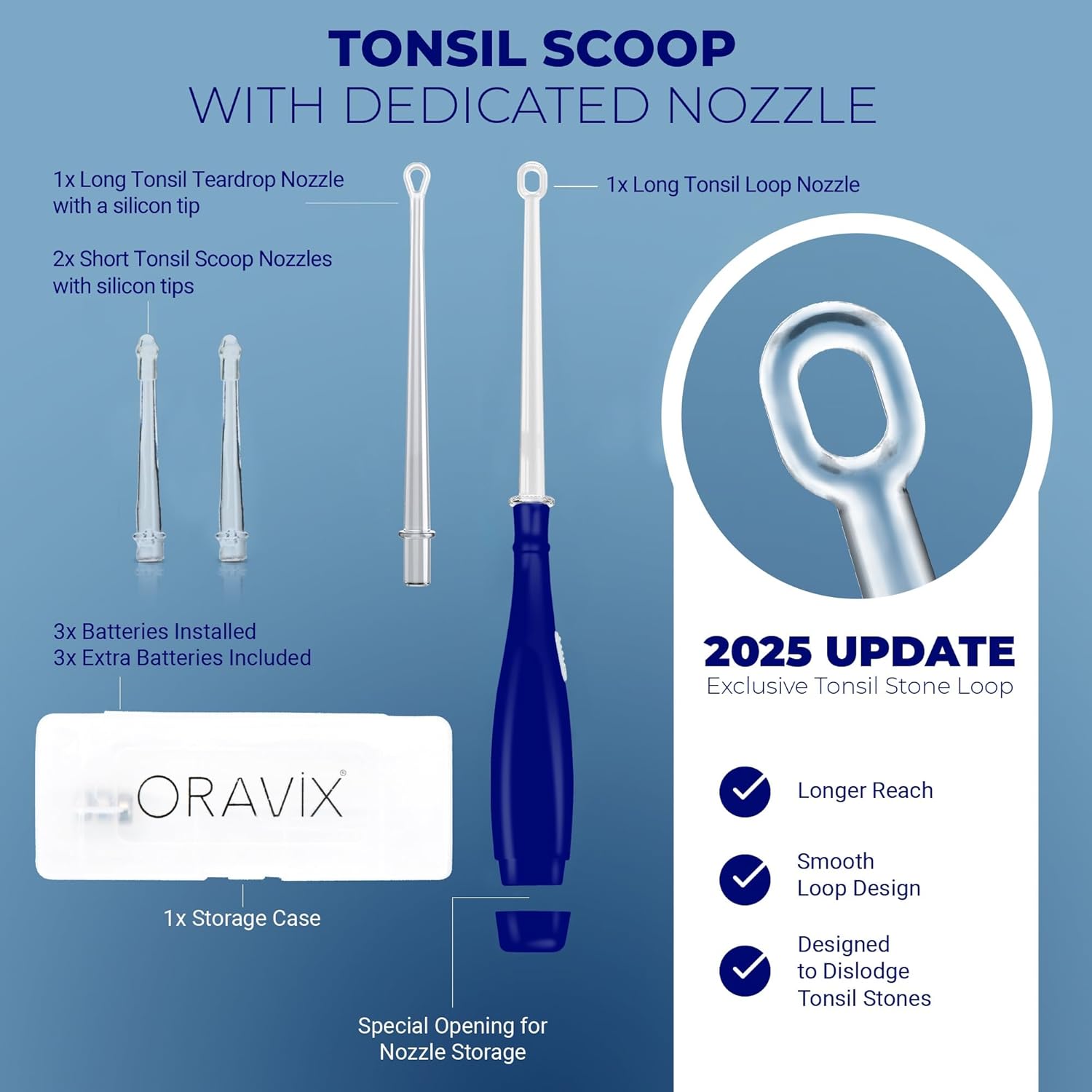 ORAVIX Tonsil Stone Remover - Tonsil Stone Removal Kit - Tonsillolith Remover Tool - Tonsil Cleaner - Fight Bad Breath - Tonsil Stone Removal Tool - Oral Irrigator - Tongue Scraper - 7 Pieces