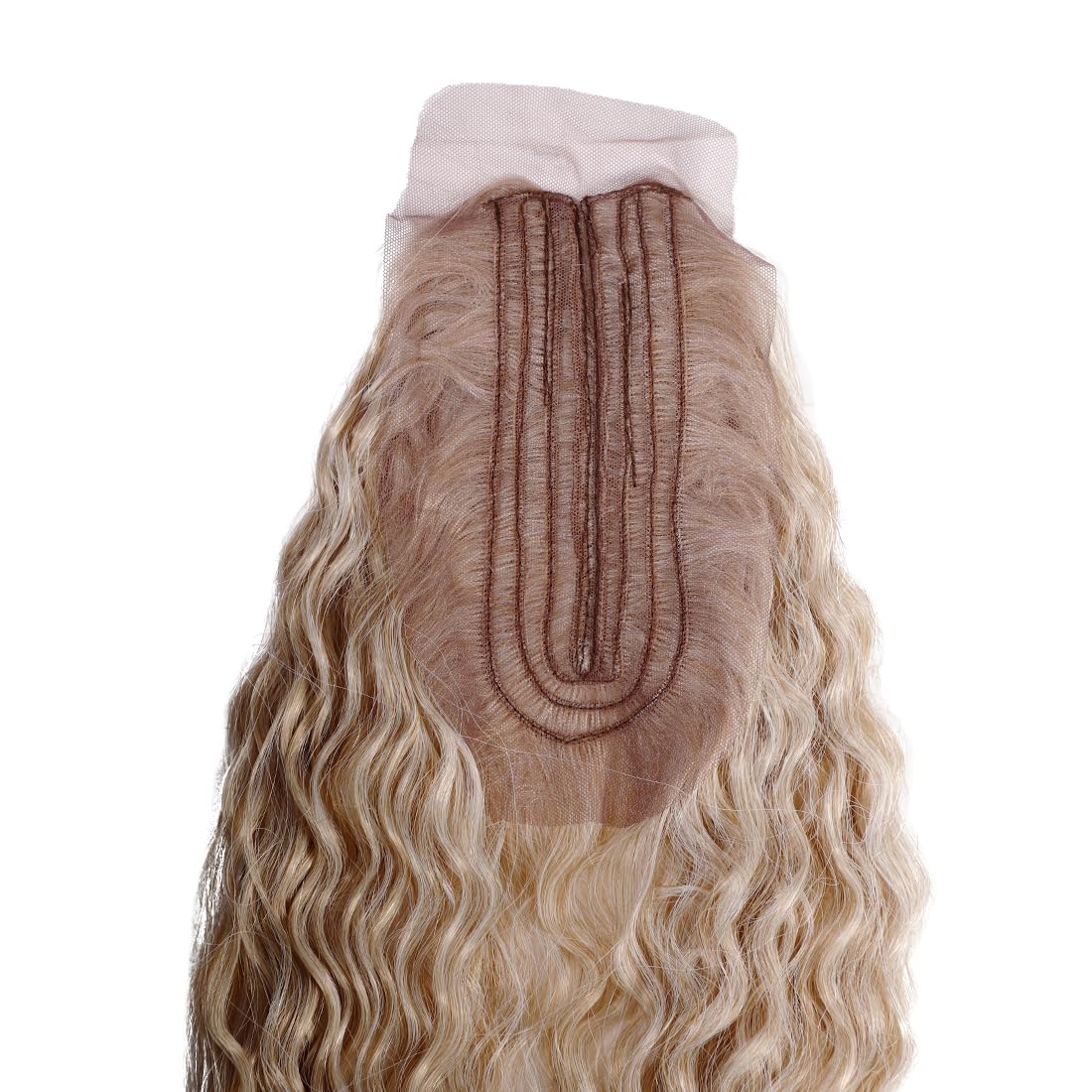 NOBLE star Hair 30" Water Wave Bundles with Closure Synthetic Hair Weft and Wavy 6 Bundles with Closure Curly Weave Bundles with Closure Ombre Blonde Color T16A/56C# Color Extensions