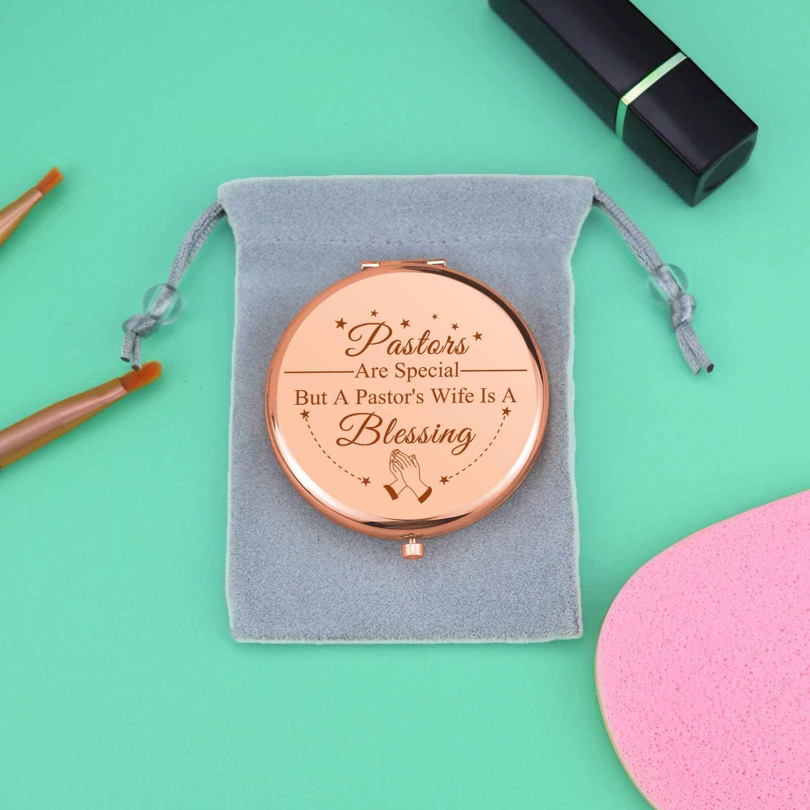 Pastor Wife Appreciation Gifts Thanks You Gift Compact Makeup Mirror for Her Religious Gift for Minister's Wife Inspirational Gifts Folding Makeup Mirror for Pastor Wife Birthday Thanksgiving