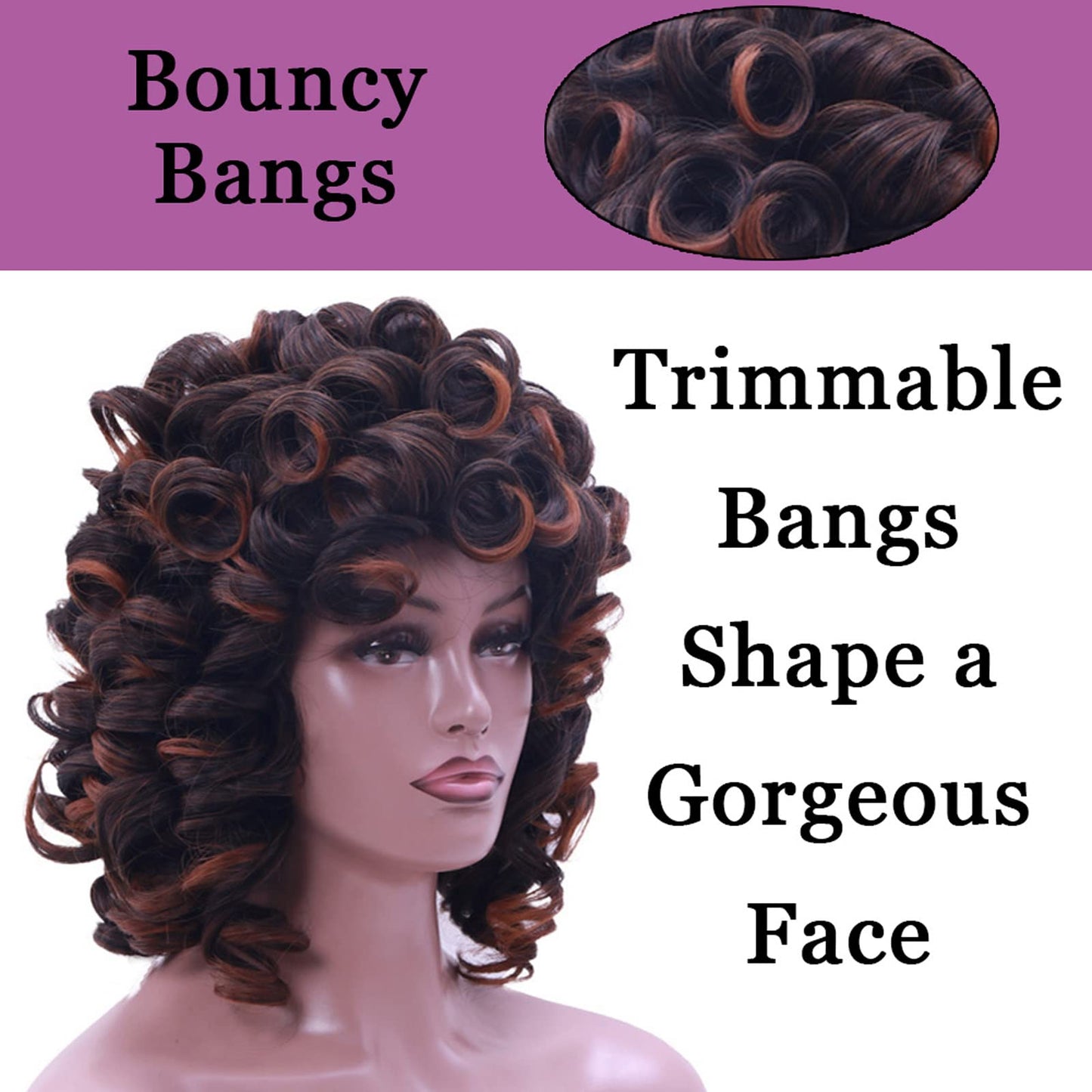 Kavsni Wig 70's Curly Wigs for Black Women Large Bouncy Fluffy and Soft Natural Looking Afro Wig 60s Wigs Gold Hoop Earring+2Wig Cap+Comb+2Beauty Blenders（1B/30）