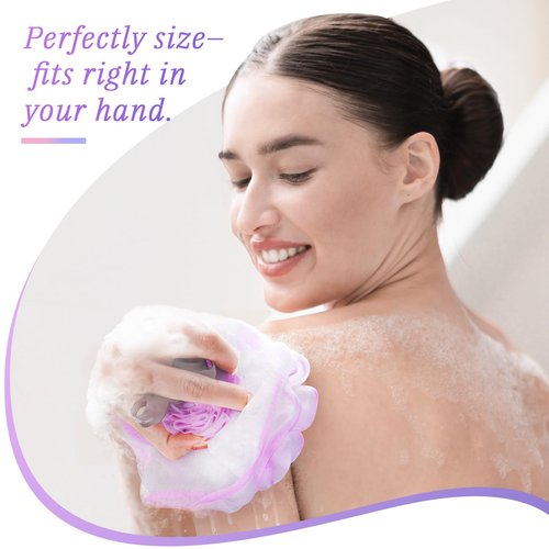 LAYUKI Bath Shower Sponge, Bath Loofah Sponge, Body Wash Sponge, Rose-Shaped Loofah Sponge, Exfoliating Bath Sponge, Body Scrubber (Set of 4 Pieces)