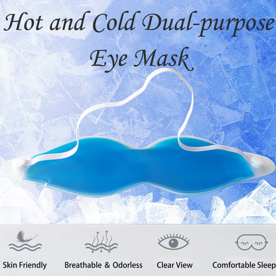 Cooling Eye Mask, Reusable Cold Eye Mask for Hot Cold Treatment for Eye Strain, Eye Swelling, Eye Redness, Puffy Eyes, Dark Circles, Smooth Fine Lines, and Eye Recover Surgery. 2 Packs (Blue)