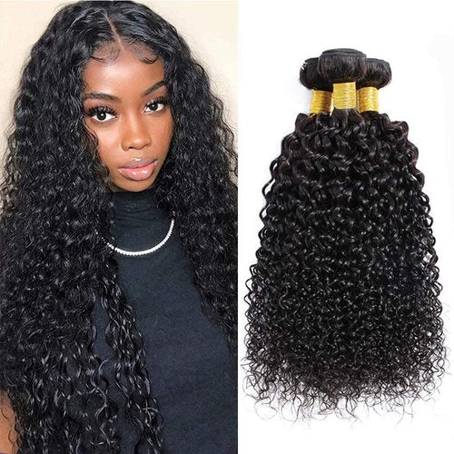 UNILO Curly Bundles Human Hair 16 18 20 Kinky Curly 3 Bundles Human Hair 100% Unprocessed Brazilian Virgin Weave Bundles Human Hair Double Weft Kinky Curly Bundles Natural Black