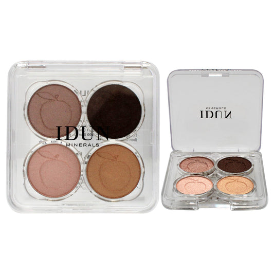 IDUN Minerals Eyeshadow Quad Palette, Brunkulla - Matte & Shimmer Shades - Highly Pigmented Intense Color - 100% Vegan, Highly Purified, Safe for Sensitive Eyes - Browns, Gold, Pink - 0.14 oz