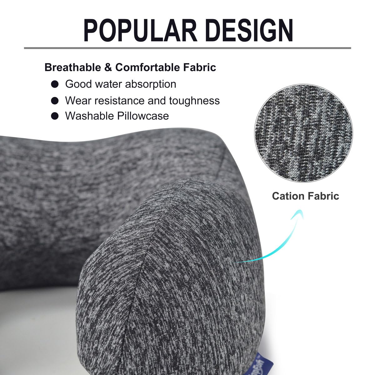 napfun Travel Pillow for Airplane, Premium Memory Foam Neck Pillow for Flight Headrest Sleep, Portable Plane Accessories, Deep Gray