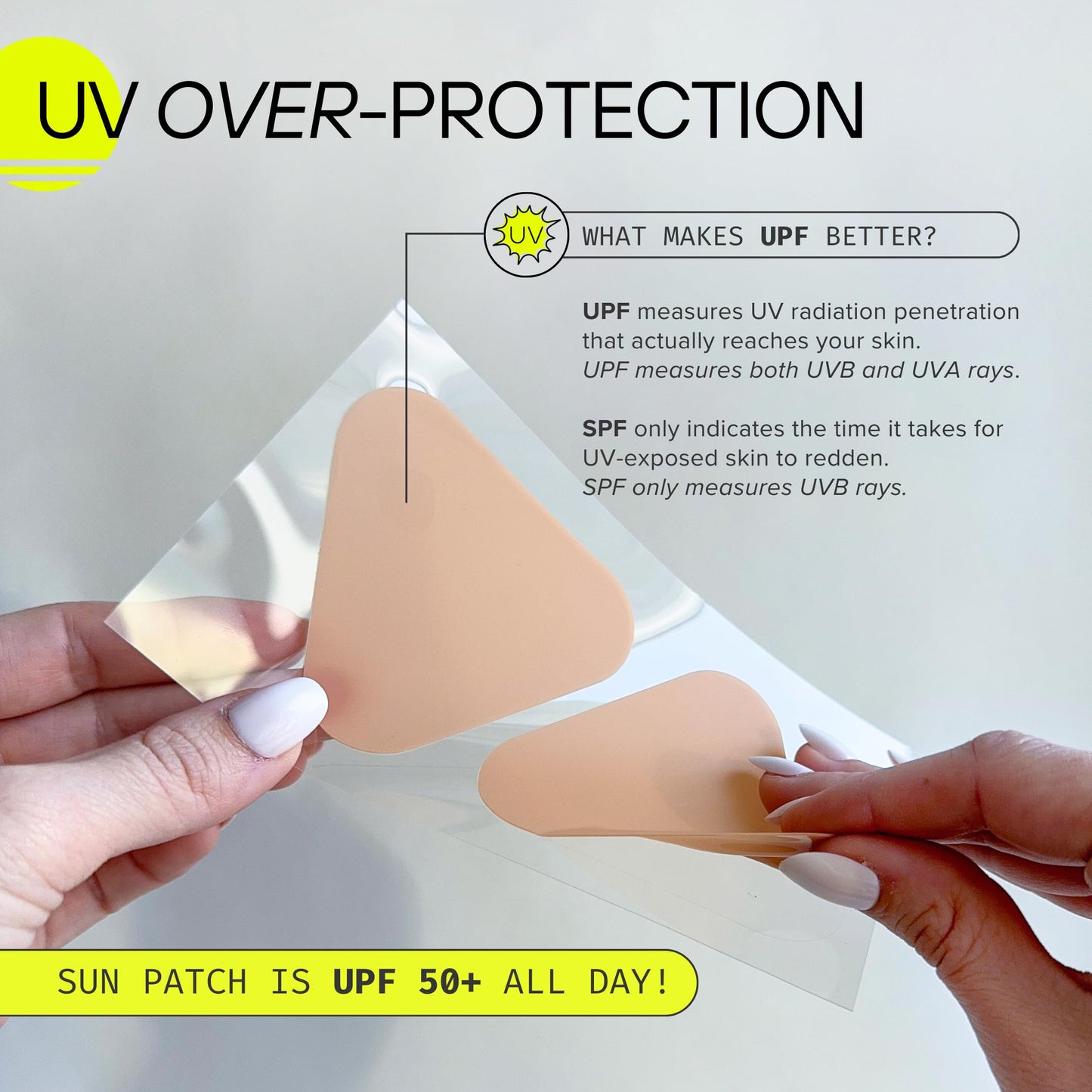 Sun Patch, Hypoallergenic Sun-Screen Cheek or Hand Patches, 100% Silicone UPF-50 UV Protection, Reusable, 1 Pack/4 Pairs, Sunkiss (Nude)