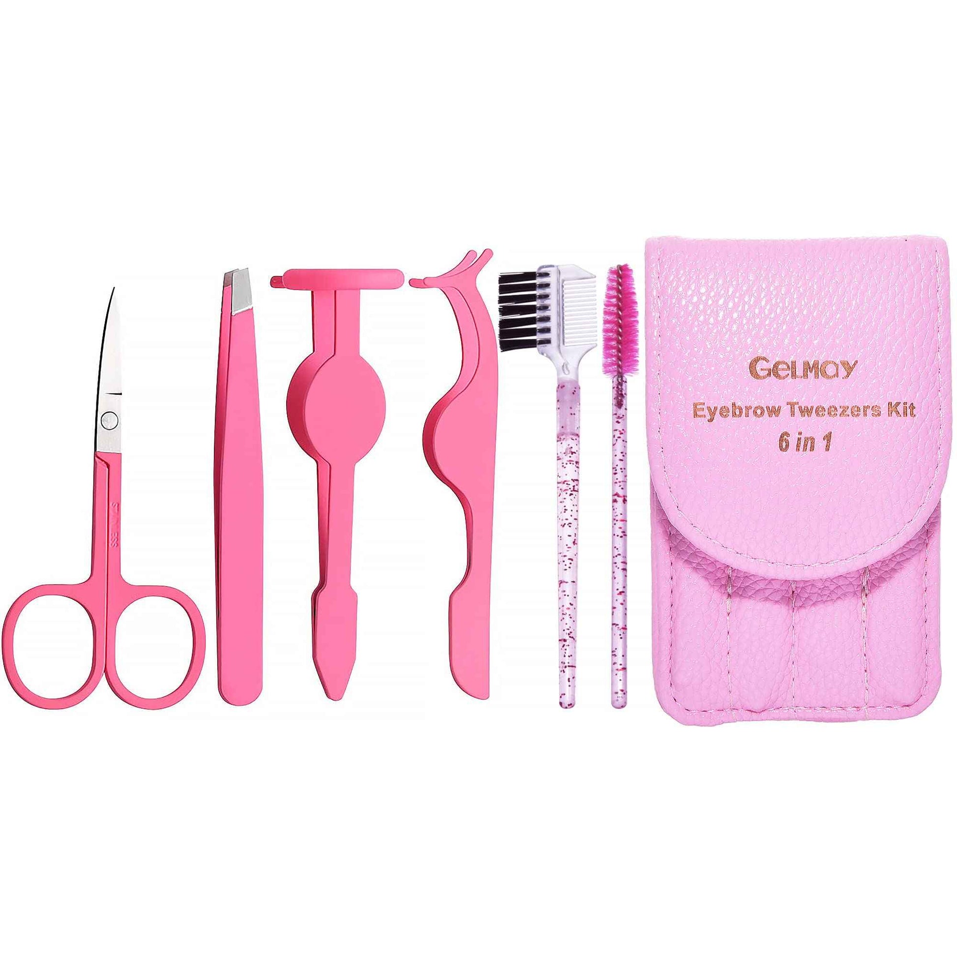 6Pcs Portable Eyelash Curlers Applicator Tool, Eyebrow Tweezer Scissor Comb Eye Brow Grooming Clippers Fake Lash Brush for Women