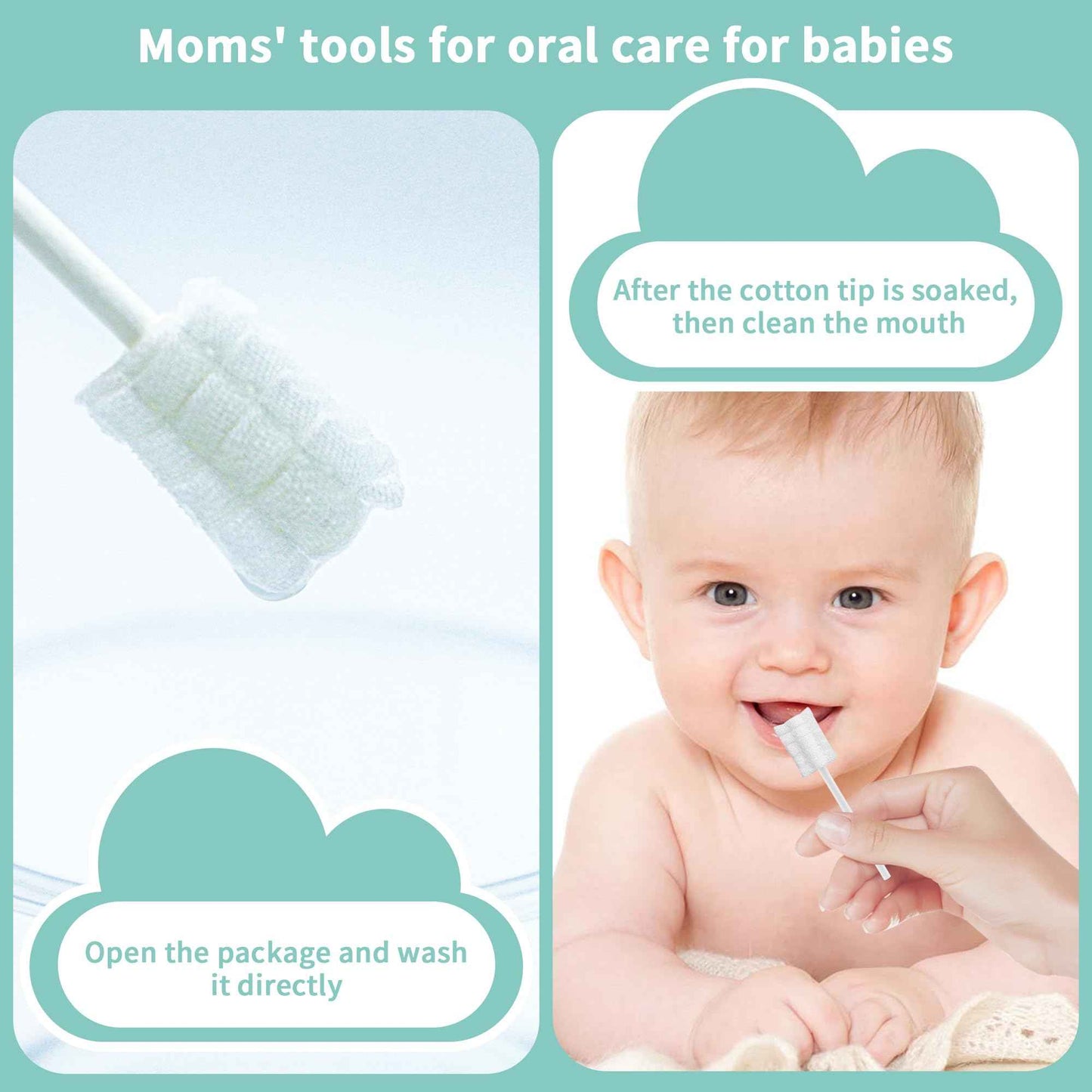 SmilBoxy 105 Pieces Baby Tongue Cleaner + 2 PCS Finger Toothbrush Soft Gauze Baby with Box Disposable Tongue Cleaner Infants Oral Mouth Cleaner Newborn Care 0-36 Month Infants