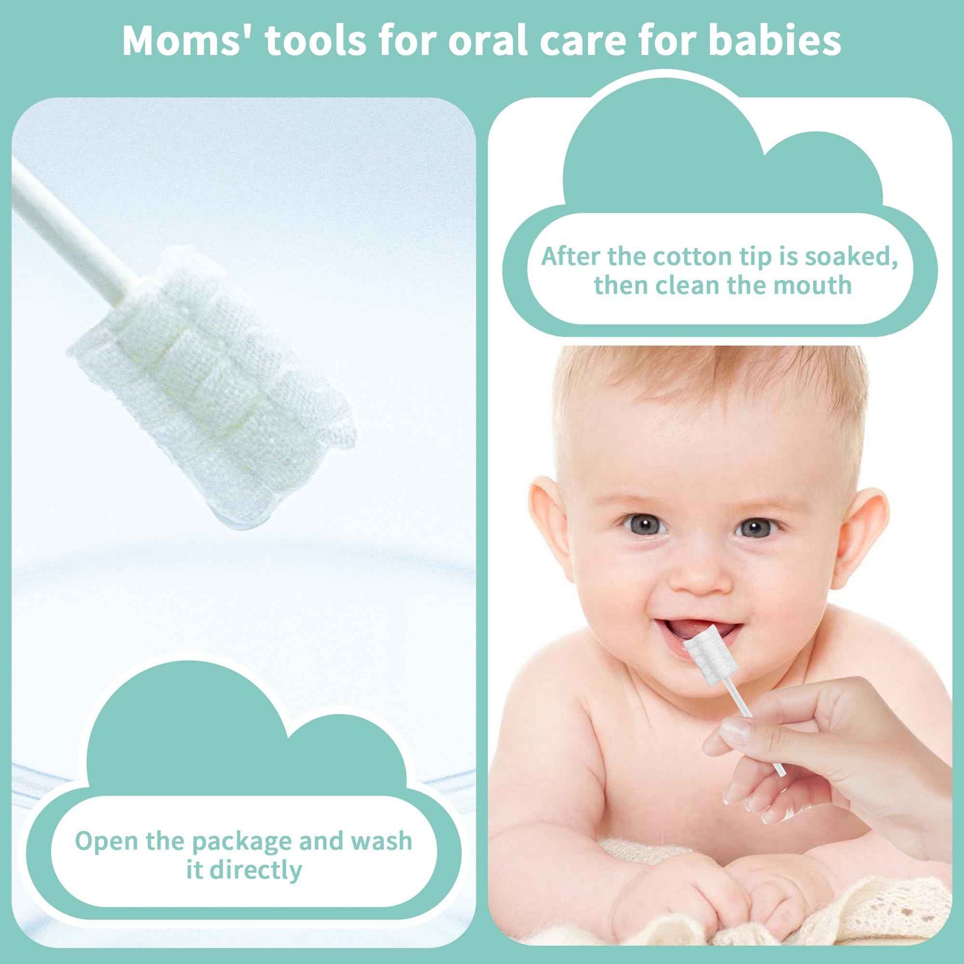 SmilBoxy 105 Pieces Baby Tongue Cleaner + 2 PCS Finger Toothbrush Soft Gauze Baby with Box Disposable Tongue Cleaner Infants Oral Mouth Cleaner Newborn Care 0-36 Month Infants