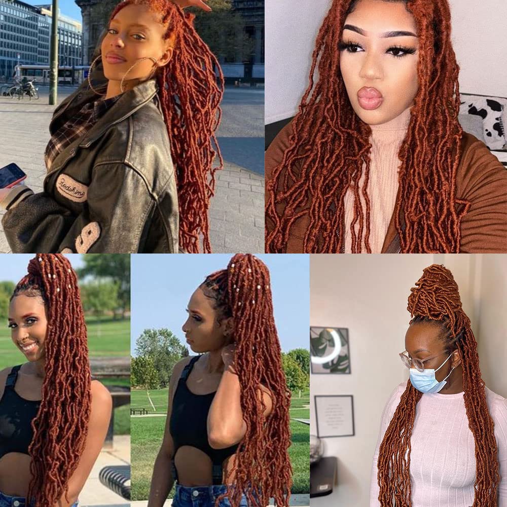 24 Inch 7 Packs Soft Locs Crochet Hair Copper Red Ginger Color 350 New Faux Locs Pre-looped Super Lightweight Synthetic Hair Braids For Black Women(24inch, 7packs, #350)