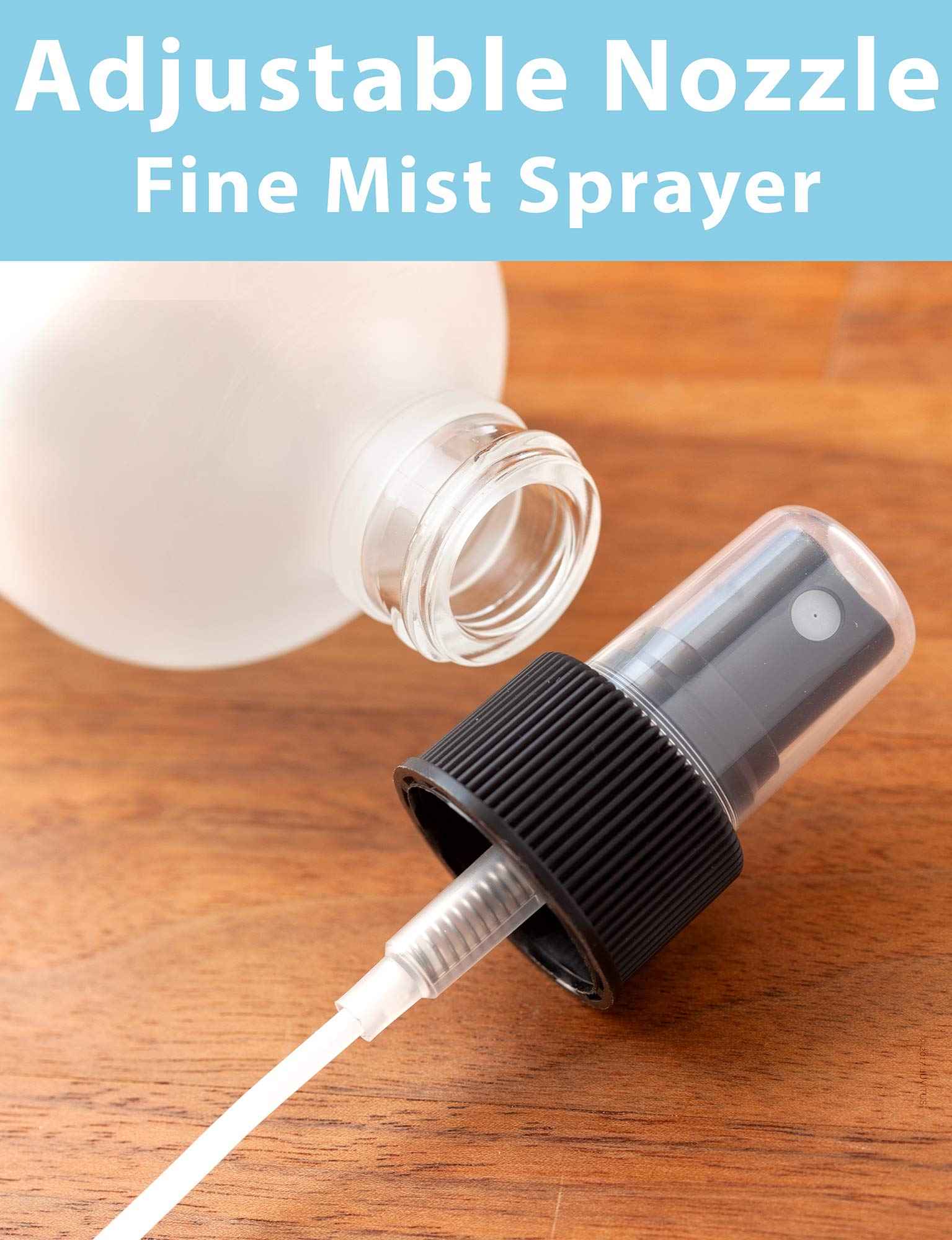 JUVITUS 8 oz Frosted Clear Glass Boston Round Bottle with Black Fine Mist Spray (6 Pack)