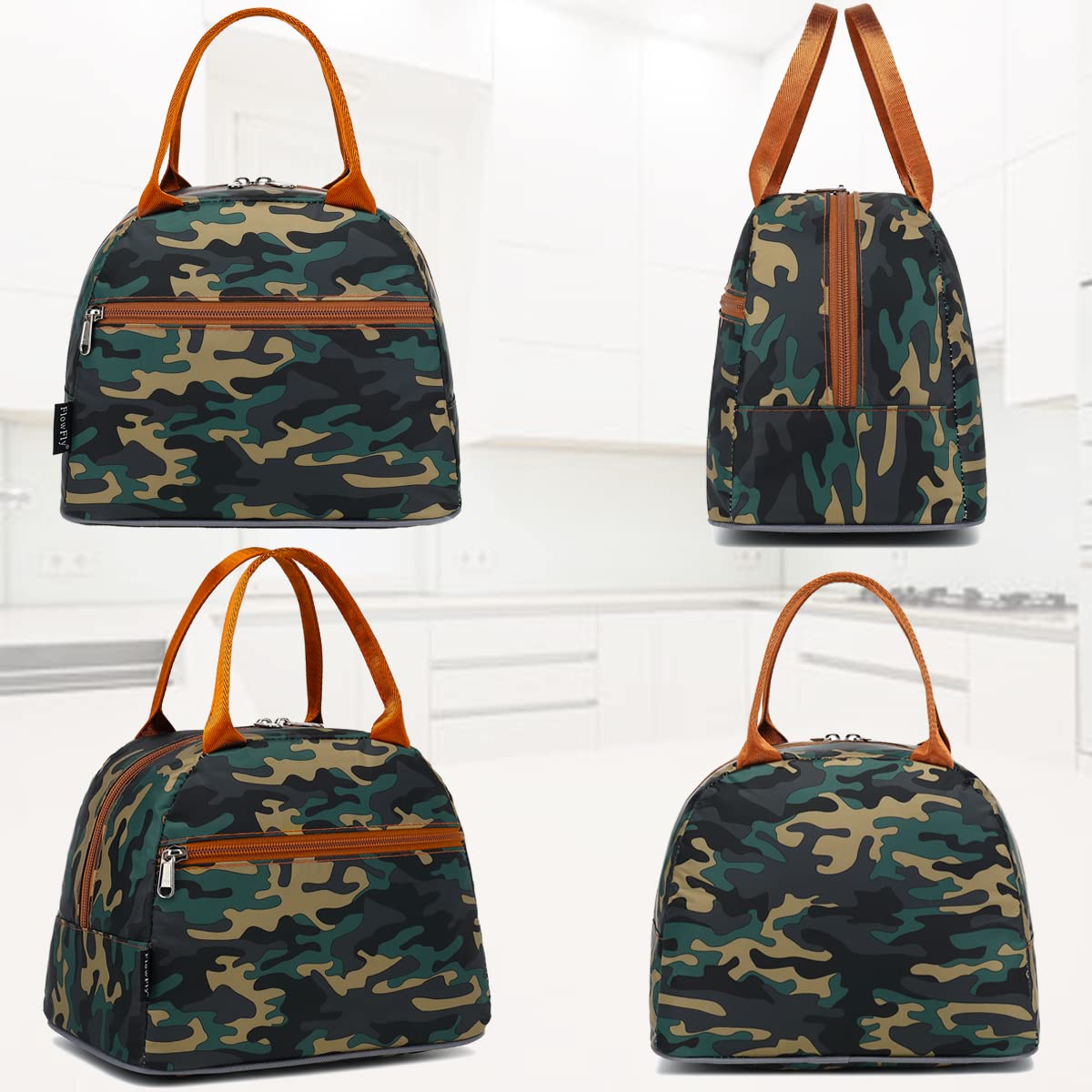 FlowFly Lunch Bag Tote Bag Lunch Organizer Lunch Holder Insulated Lunch Cooler Bag for Women/Men,Camo