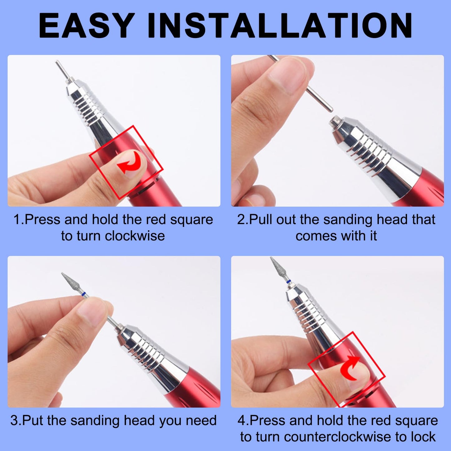 Vnjaoi Diamond Safety Bits Small Tapered Electric Nail Drill File Cuticle Cleaner Tool for Acrylic Nails Rotary Nail Drill Machine Manicure Pedicure Polishing (Medium)