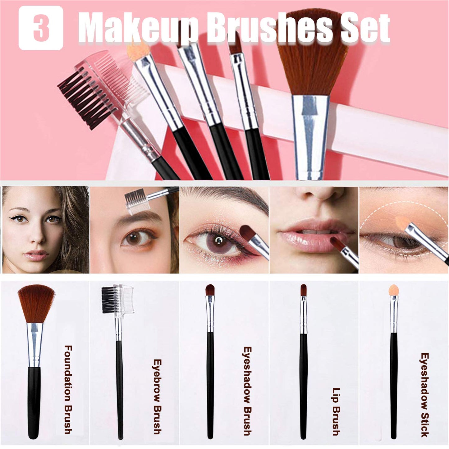 All in One Makeup Kit, Includes 12 Colors Naked Eyeshadow Palette, 5Pcs Makeup Brushes, Waterproof Eyeliner Pencils, Eyebrow Powder and Quicksand Cosmetic Bag, Gift Set for Women, Girls & Teens