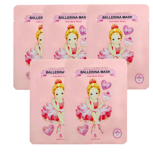 [ peach and ] Ballerina Face Mask Sheet for Kids, Children | Facial Mask made with 100% Cotton (5pcs)