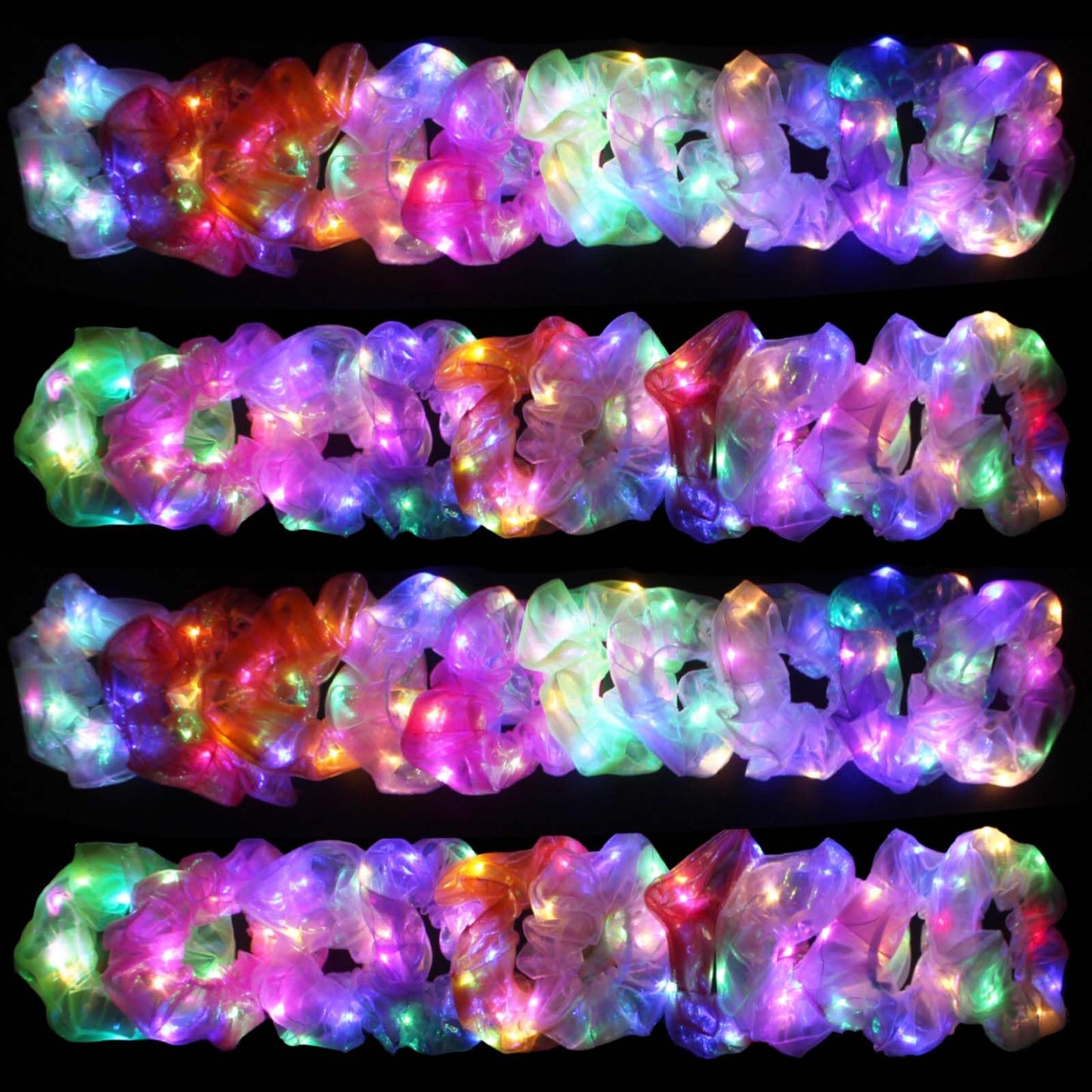 40PCS LED Scrunchies, Light up Hair Scrunchy, Women Girls Luminous Hair Strands, Colorful Meteor Yarn Hair Bands with 3 Light Modes, Scrunchies Glow in The Dark for Christmas Carnival Party Supplies