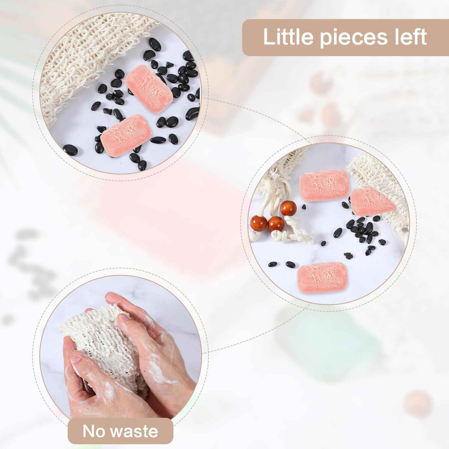 cobee 50 Pcs Soap Saver Bags, Mesh Exfoliating Bar Soap Pouch Sisal Soap Saver Drawstring Soap Holder Plastic-Free for Shower Soap Foaming and Drying