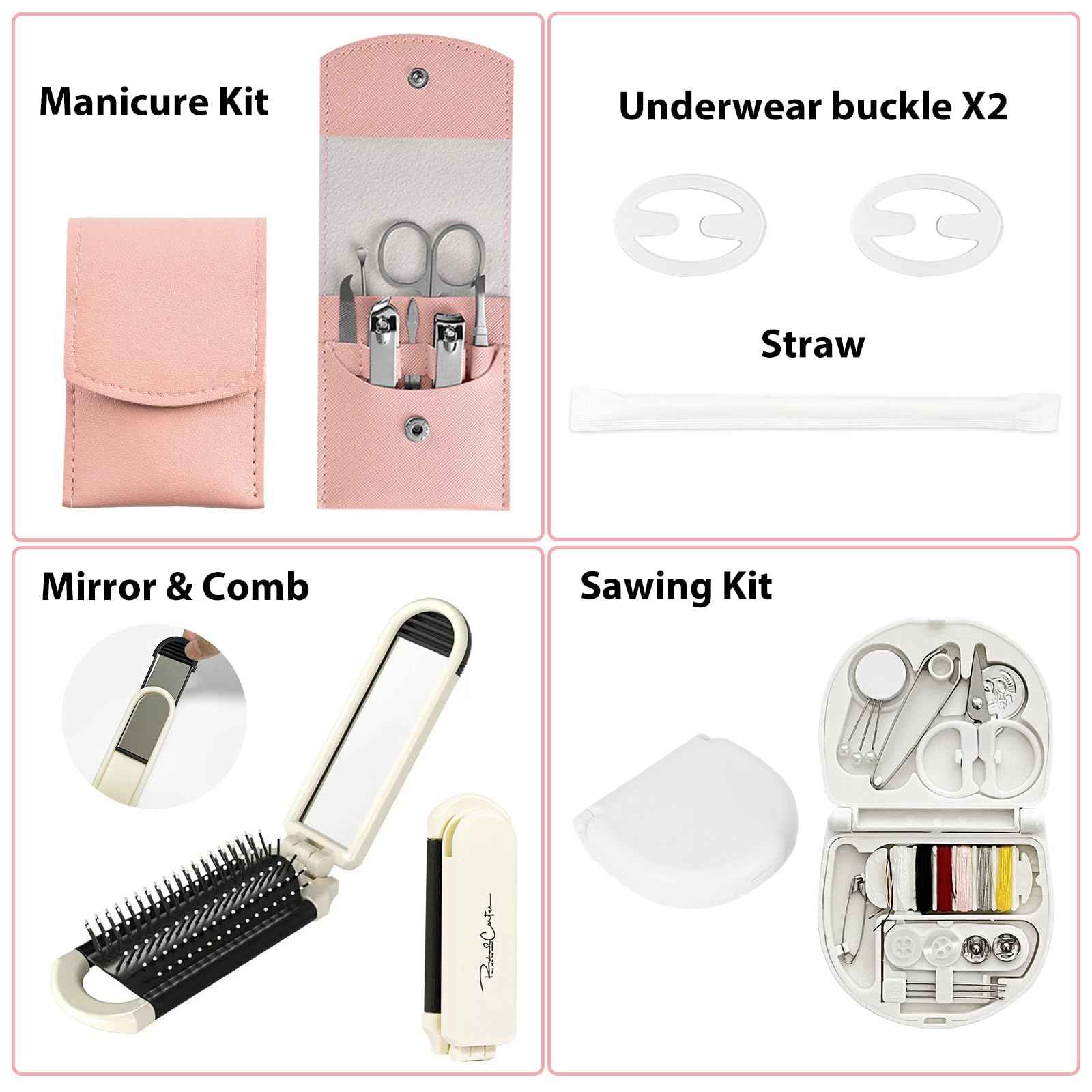 Bridal Emergency Kit for Wedding Day, Wedding Essentials Survival Set for Team Bride, Must-Have 50pcs Essentials Travel Kit with Makeup Bag(Sliver)