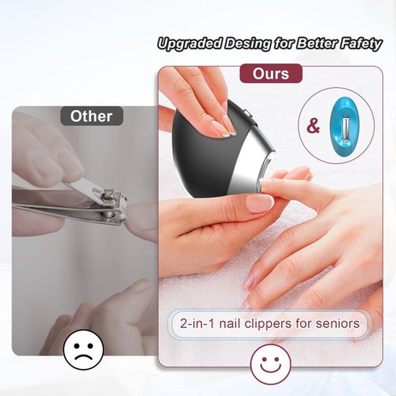 LE.VOLIFE Electric Nail Clipper, Upgraded Toe Nail Clippers with Nail Scraps Storage, 2 Speeds, Magnetic Cover, Type-C Rechargeable, Safety Electric Nail File for Thick Toenails, Adult, Seniors, Men