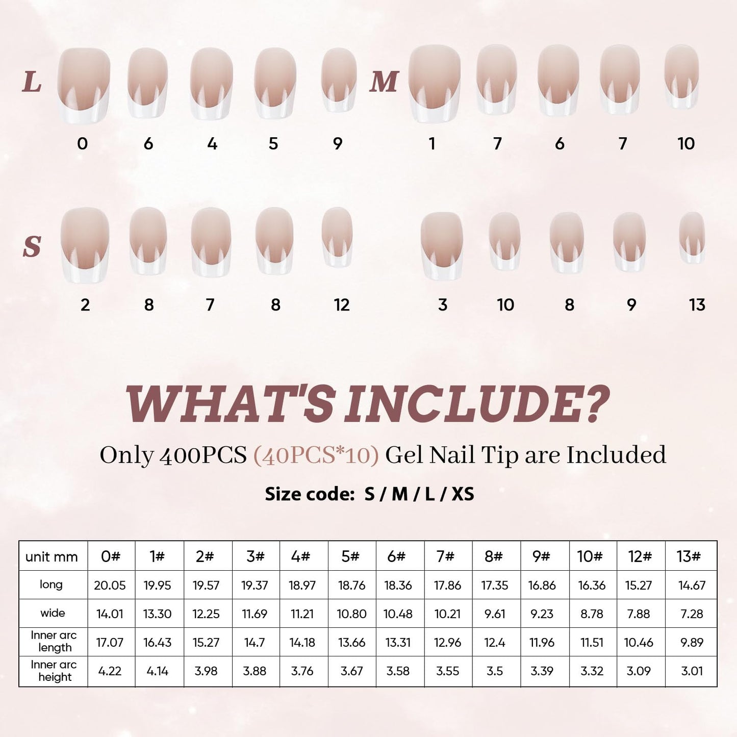 GloBlingle Brown French Tips Press on Nails Short Square -400Pcs French Natural Color Jelly Gel Nail Tips Fake Nails 5 in 1 Acrylic UV Gel Tips Building Gel Top Coat Cover Short Nail Tips XS/S/M/L