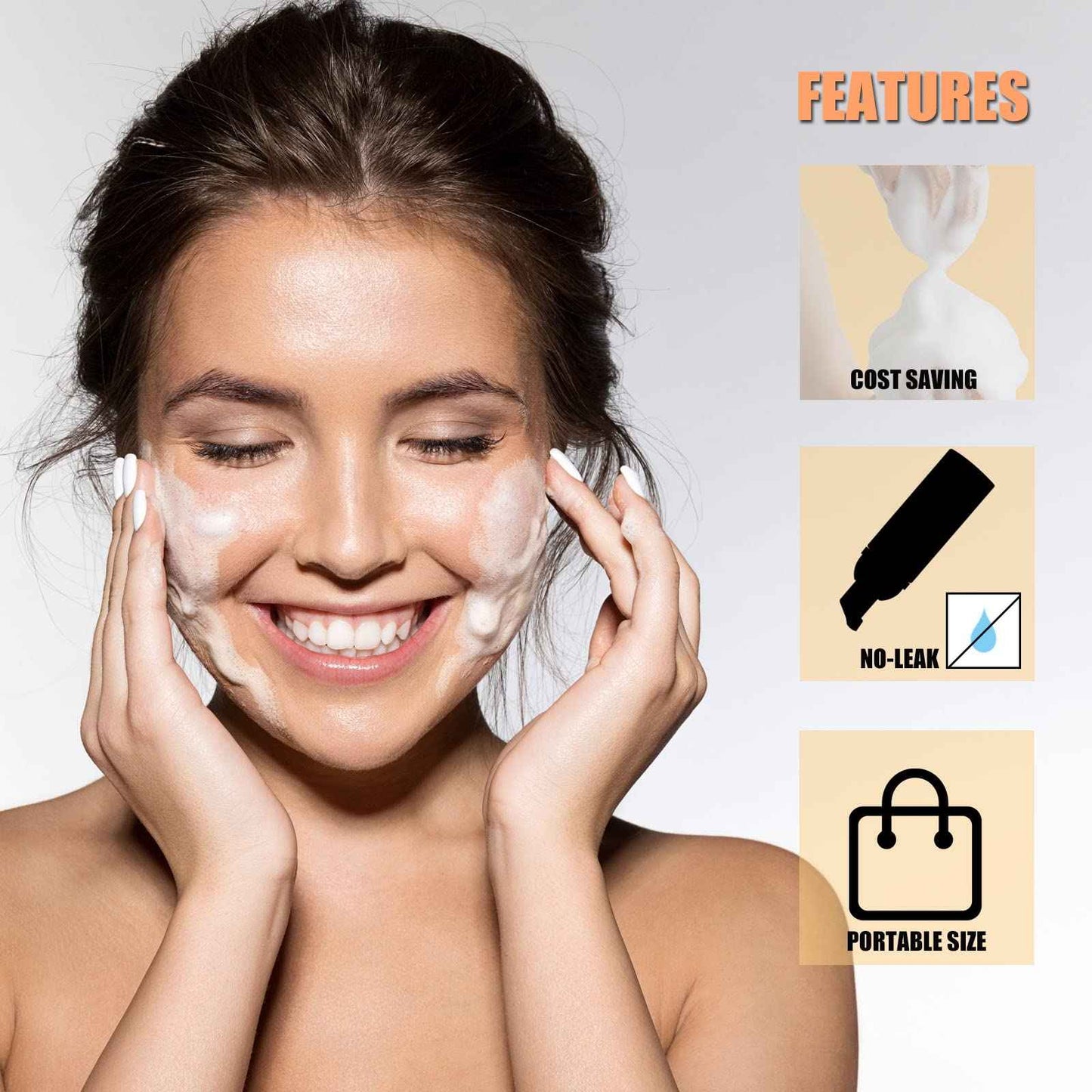 Lil Ray 2 Oz Empty White Foam Pump Bottle, Foamer Soap Dispenser for Lash Shampoo, Hand Soap, Foaming Cleaner(Rose Gold Pump, 6 PCS)