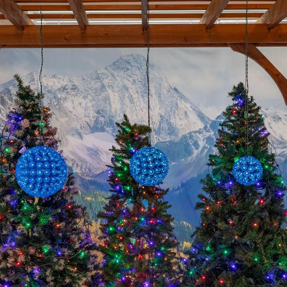 Novelty Lights Outdoor Christmas Starlight Sphere, Hanging Light Ball, Christmas Light Ball for Decoration (100 Light, 7.5", Blue)