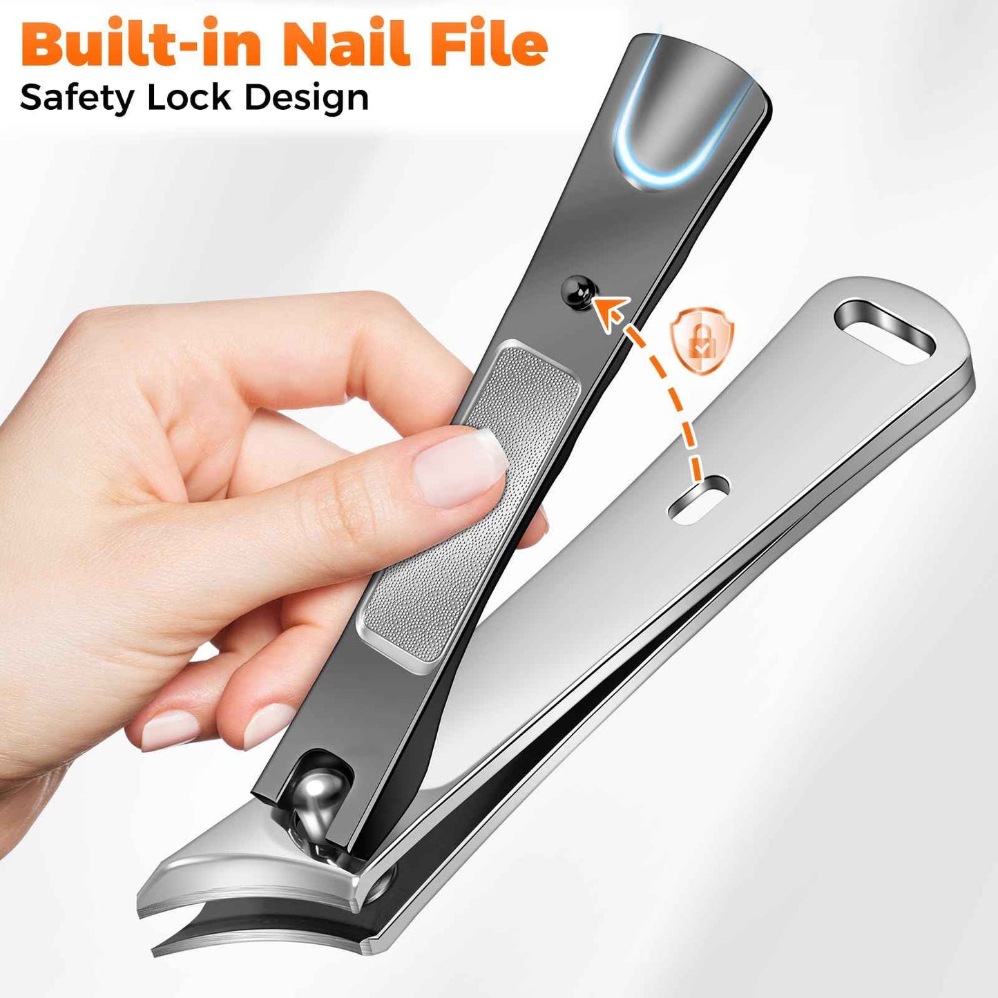 Nail Clippers for Men Thick Ingrown Nails, Wide Opening Large Toe Nail Clippers for Seniors Thick Toenails, Anti Splash Fingernail Clipper Cutter with Catcher, Slanted Curved Ingrown Toenail Clippers