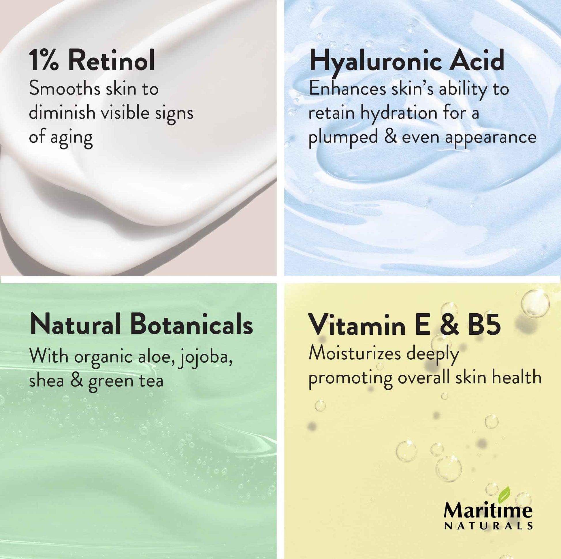 Maritime Naturals Retinol Moisturizer for face with Hyaluronic Acid & Organic Ingredients | Professional Results with Retinol Face Moisturizer | Day & Night Cream for Women & Men (120ml)