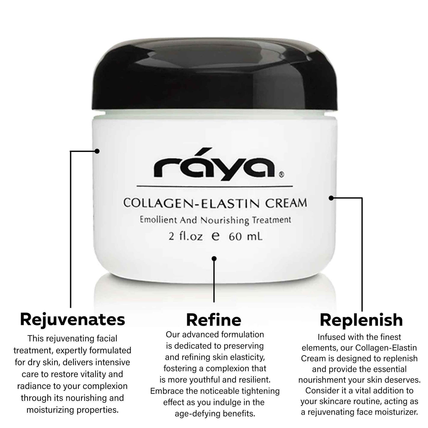 Raya Collagen-Elastin Cream (401) | Nourishing and Moisturizing Facial Treatment for Dry Skin | Helps Reduce Fine Lines and Wrinkles | Calms, Tones, Refines, and Firms