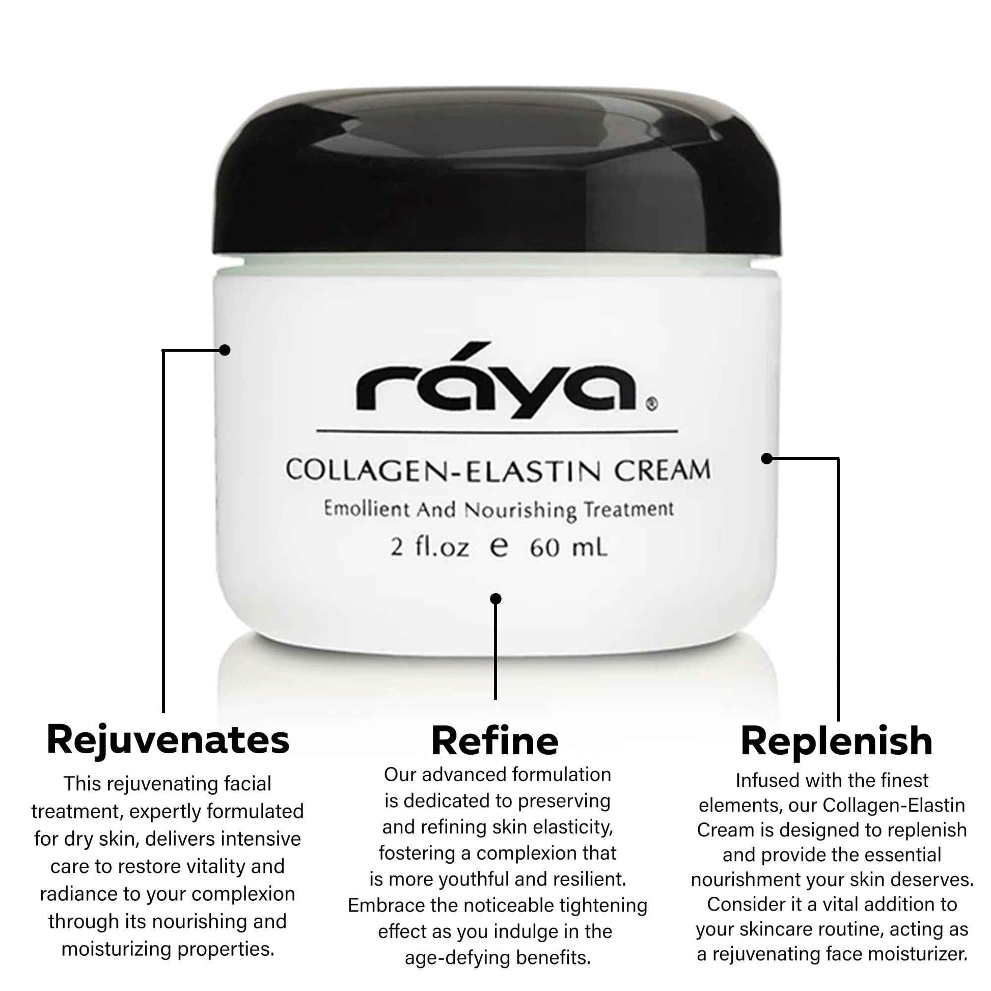 Raya Collagen-Elastin Cream (401) | Nourishing and Moisturizing Facial Treatment for Dry Skin | Helps Reduce Fine Lines and Wrinkles | Calms, Tones, Refines, and Firms