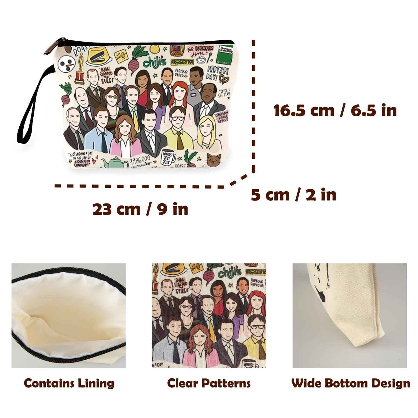 The Office Merchandise Makeup Bag with Zipper and Handle, Canvas Cosmetic Bag, Funny Gifts for Sister and Fans