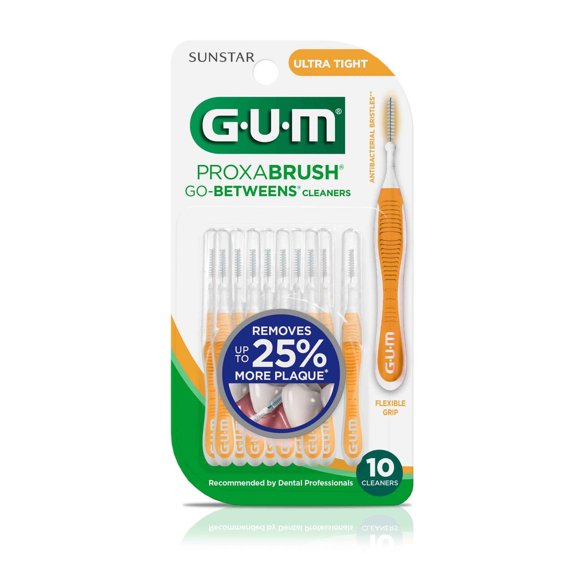 GUM Proxabrush Go-Betweens Interdental Brushes, Ultra Tight, Plaque Removal, 10 Count (Pack of 2)