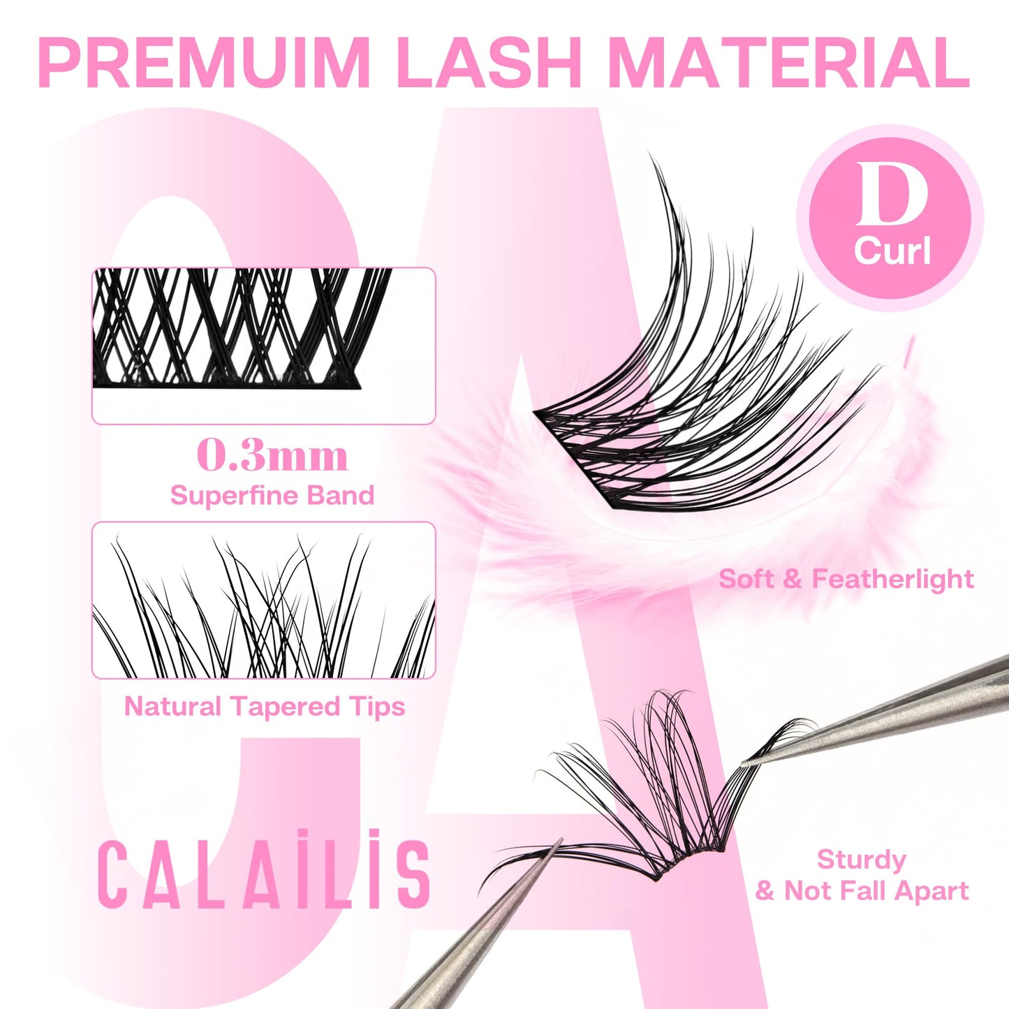 CALAILIS Lash Extension Kit for Travel, Eyelash Extension Kit with 96Pcs D Curl Lash Clusters, Lash Bond and Seal, Lash Remover and Lash Applicator Portable Lash Clusters Kit DIY at Anywhere (HD17Kit)