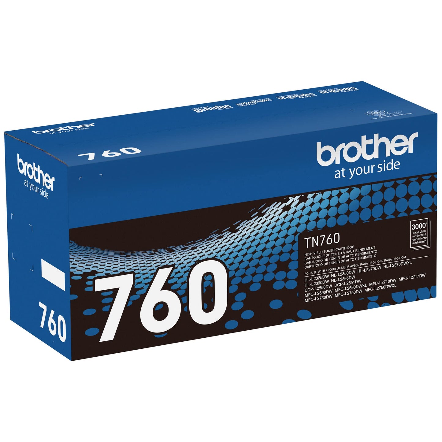 Brother Genuine TN760 High Yield Black Toner Cartridge, (for use with MFC-L2710DW MFC-L2750DW HL-L2350DW HL-L2370DW HL-L2395DW HL-L2390DW DCP-L2550DW Printers) (Pack of 3)