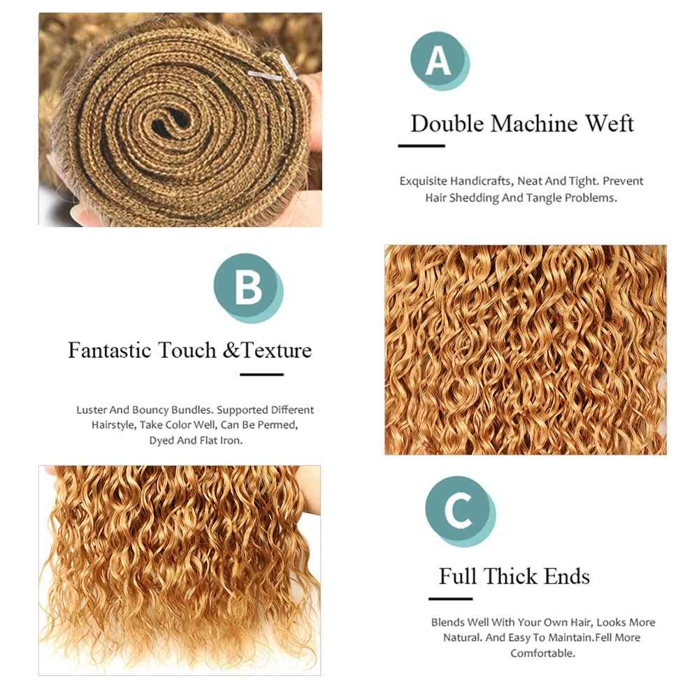 Honey Blonde Curly Bundles Color 27 Bundle Human Hair Blonde Kinky Curly Bundle Brazilian Unprocessed Virgin Hair 3 Bundles 18 18 18 Inch