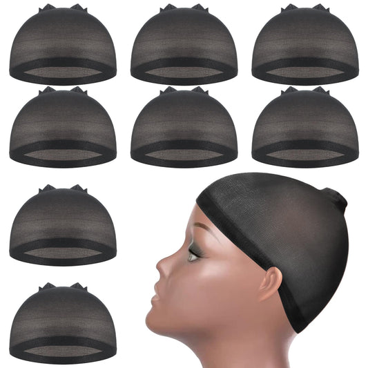 Goiple Wig Cap for Lace Front Wig Stretchy Nylon Wig Caps, Wig Cap for Women Bold Cap for Men Lace Front Wig Skin Tone Stocking Cap for Wigs Thin Wig Cap 8 Pieces (Black)