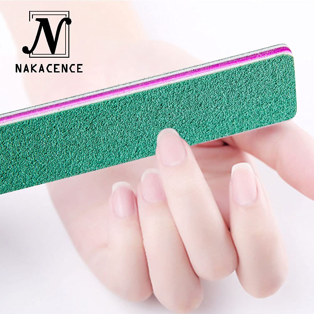 Nail File 80/100 Grit Professional Nail Files and Buffers for Natural Nails,Double Sides Washable Durable Dustless Emery Boards for Nails for Nail Art DIY or Nail Manicure Salon