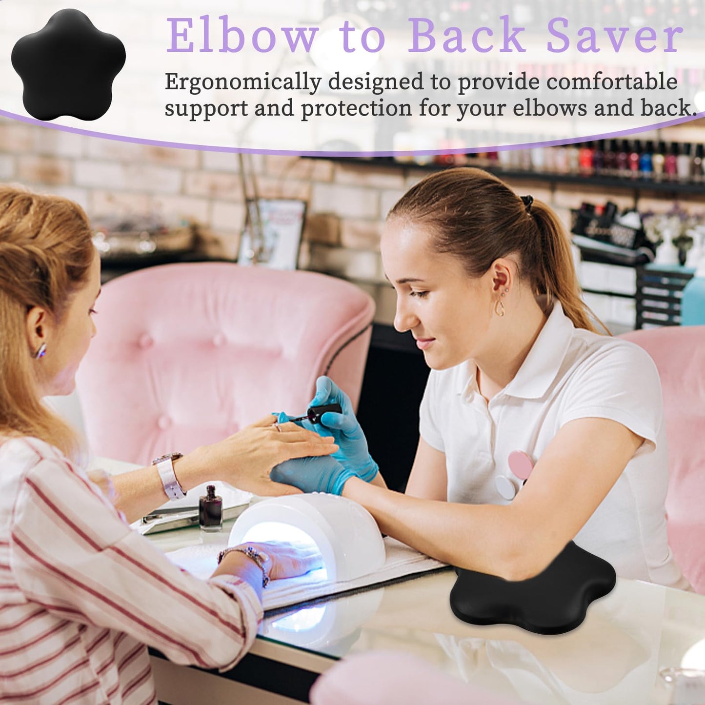 Nail Tech Elbow Rest, Soft Elbow Rest for Nail Tech, Arm Rest for Nails Nail Tech Elbow Pad, Elbow Nail Arm Rest Microfiber Leather (Black)