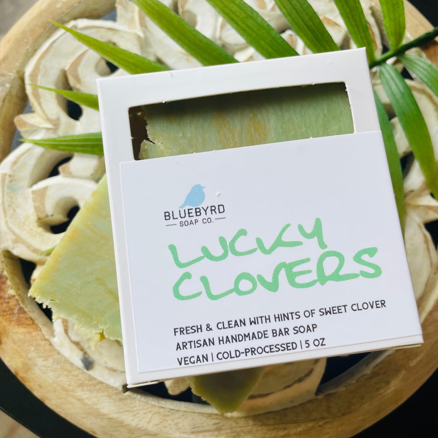 Bluebyrd Soap Co. Lucky Clover Soap Bar | Natural Irish Bar Soap | Handmade USA, Vegan Soap Buddy Bars For Kids, Free of Parabens Silicones Sulfates, Made with Coconut & Olive Oil (Green)