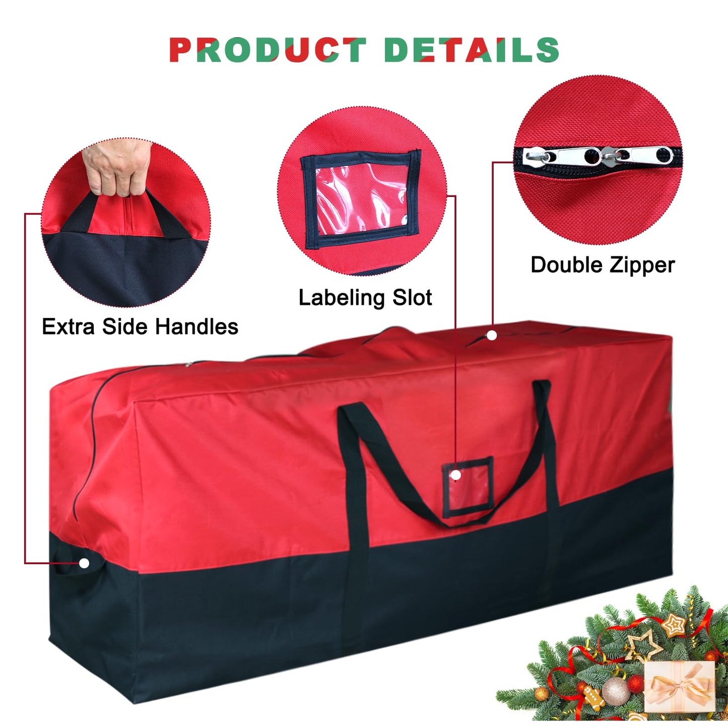 BSTGE Christmas Tree Storage Bag, Fits Up to 9 Ft Artificial Trees, Large Heavy-Duty Waterproof Storage Bags with Reinforced Handles, Dual Zippers & Card Slot, 600D Oxford Extra Large Moving Bags