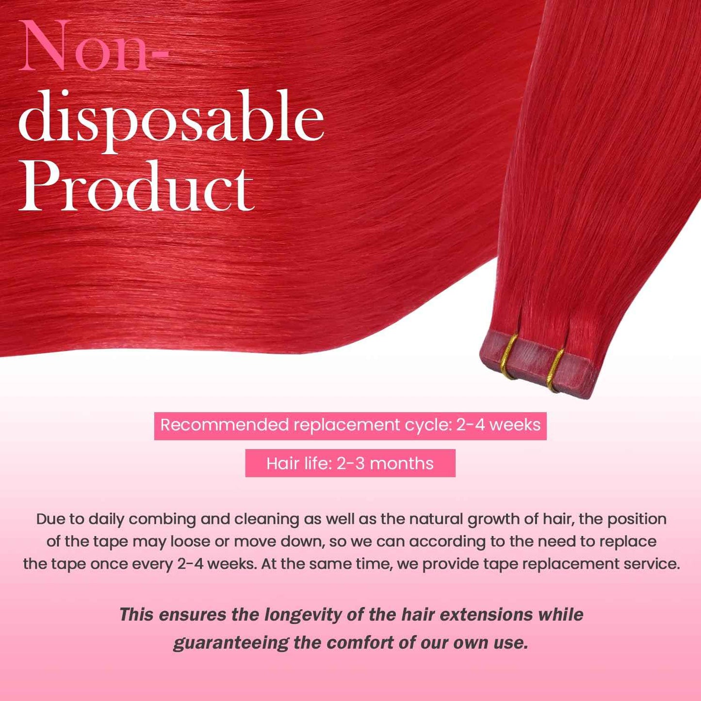 Red Tape in Hair Extensions Human Hair Remy Human Hair Extensions Silky Straight for Women 20 Pcs/Package 18 Inch 40G 100%