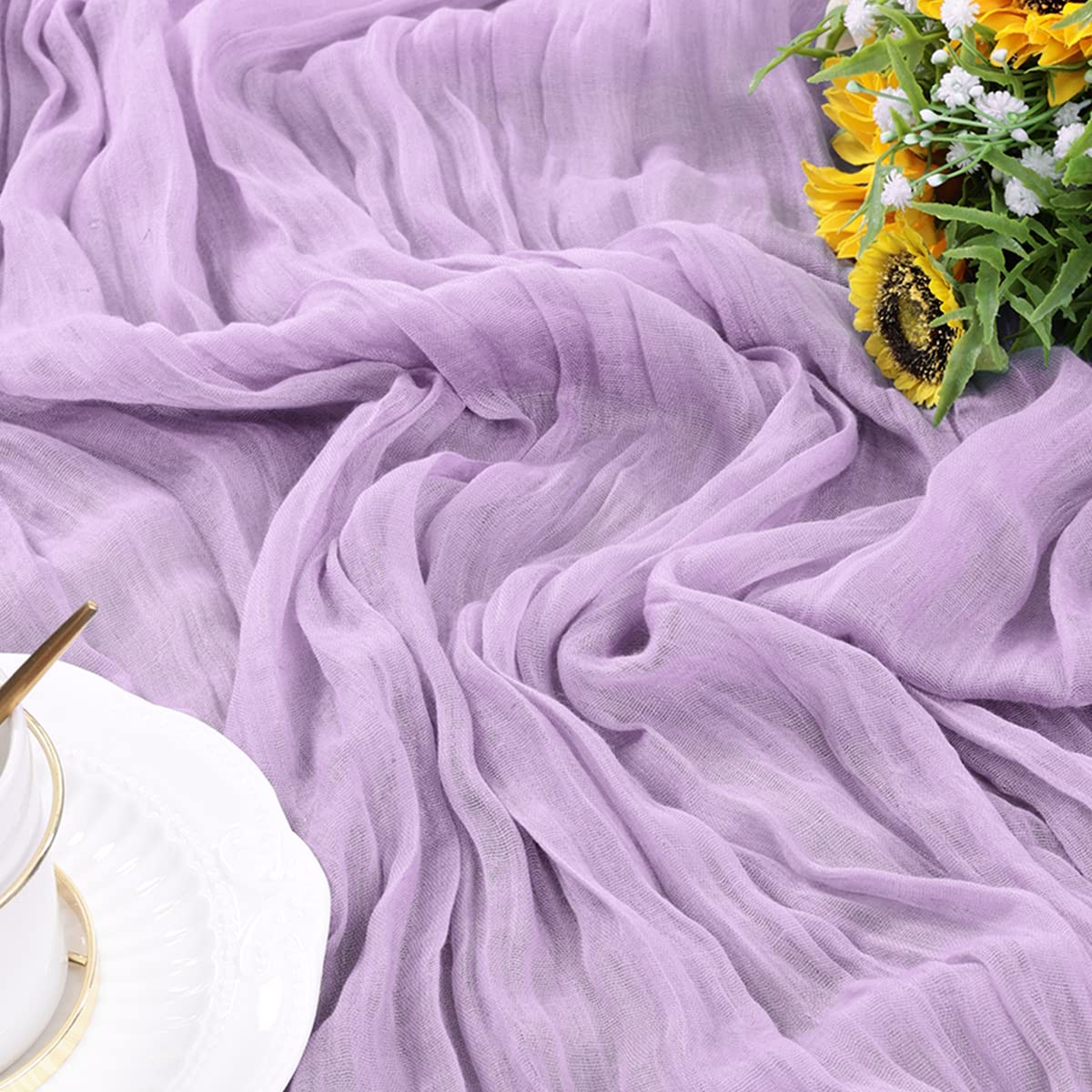 Socomi Cheesecloth Table Runner 10ft Gauze Boho Rustic Lilac Cheese Cloth Table Runner for Wedding Bridal Shower Fall Thanskgiving Decoration