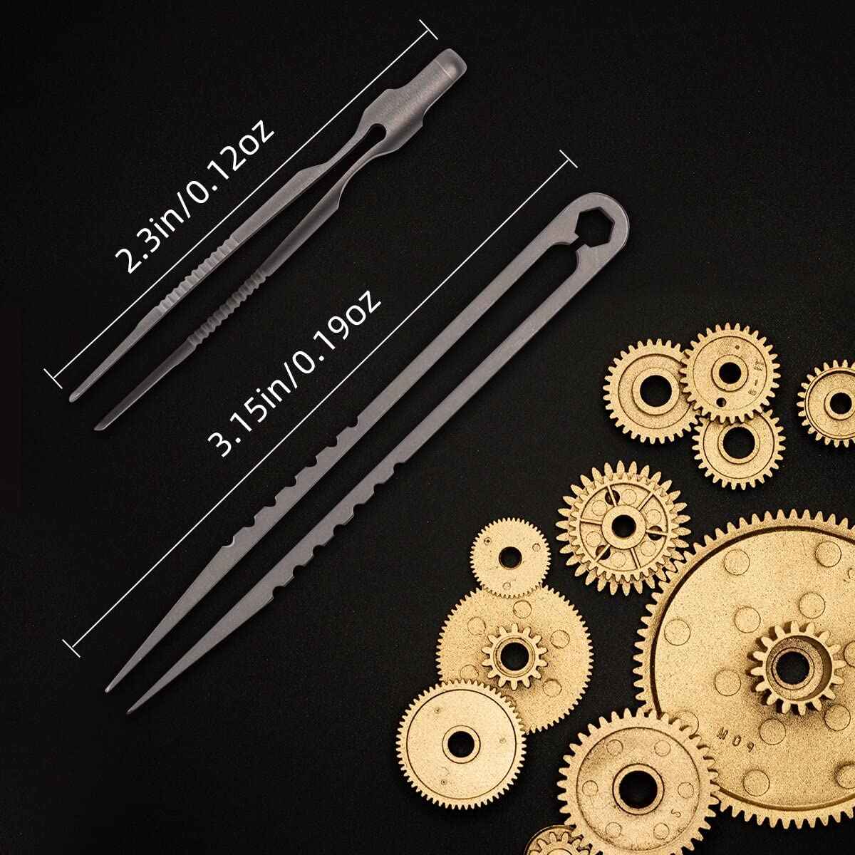 NHDT 2 PCS Mini Titanium Tweezers Tool .Ultralight and Portable EDC Tweezers,Easy to Hold,And Use for Precision Splinter Removal or Holding Small Parts.