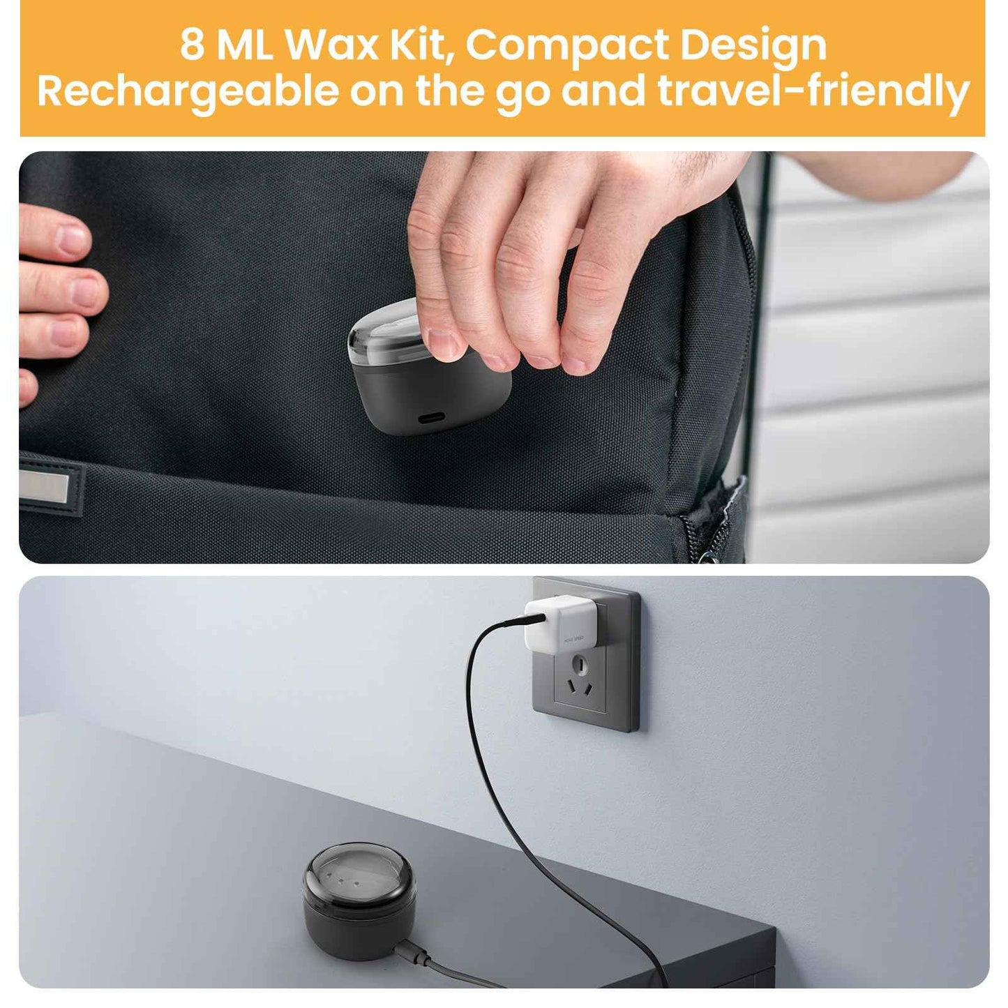 SUERBEATY Ear Nose Wax Kit Men, Nose Hair Waxing Kit for Men, Ear Hair Removal Wax 100g, 20 Pcs Nose Applicator, 15-20 Times, Usb Rapid Heating, Constant Temperature, Painless, Black