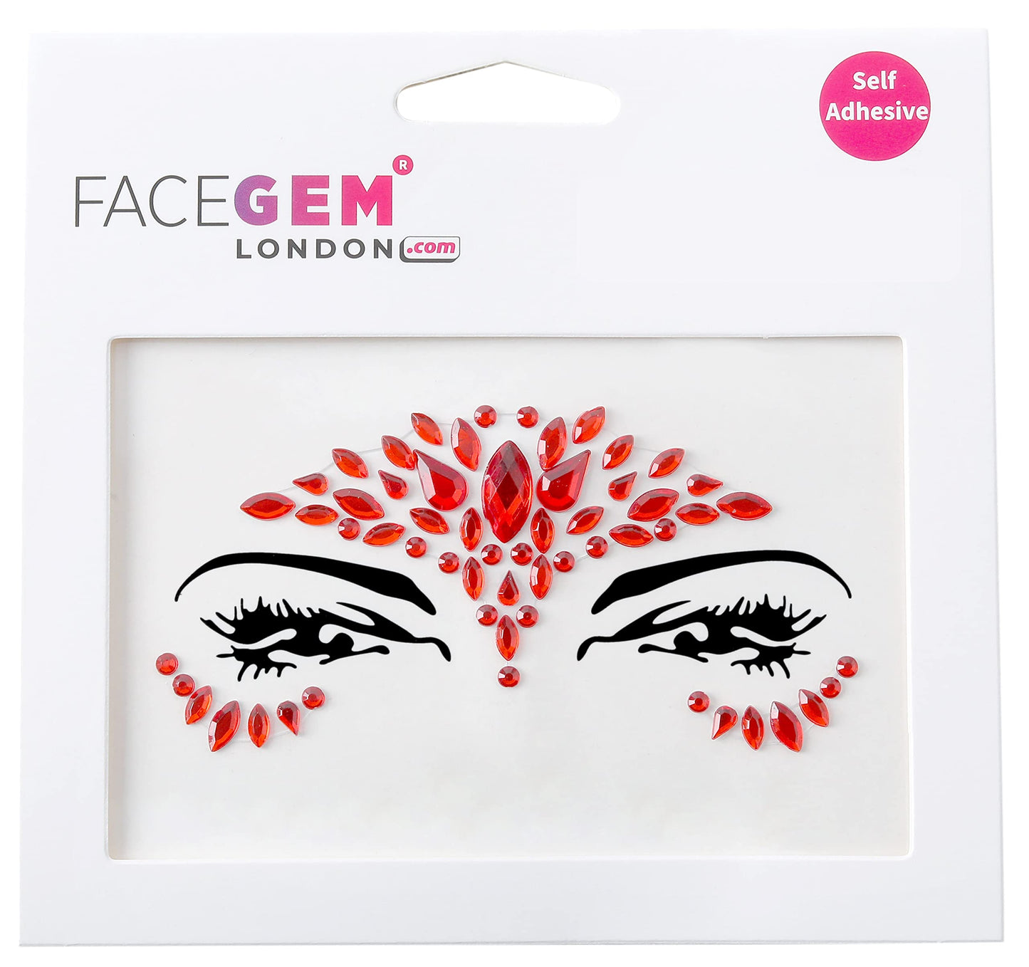 Face Gems Adhesive Glitter face Jewel Tattoo Sticker Festival Rave Party Body Make Up (Red)