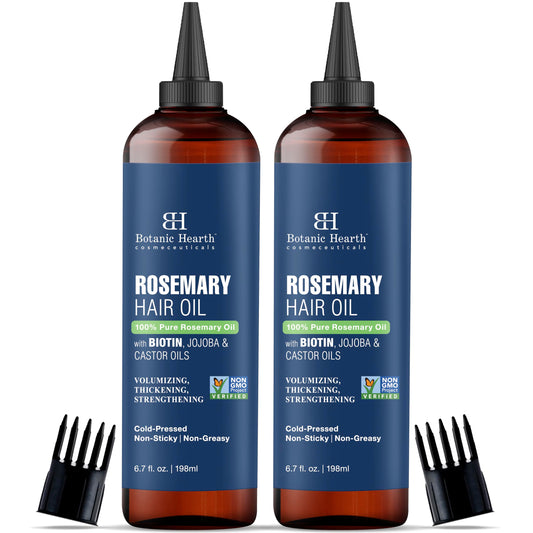 Botanic Hearth 100% Pure Rosemary Oil For Hair Growth Infused With Biotin | Hair Strenghtening Treatment | Nourishing & Volumizing | With Jojoba Oil & Castor Oil | Non GMO | 6.7 fl oz -Pack of 2