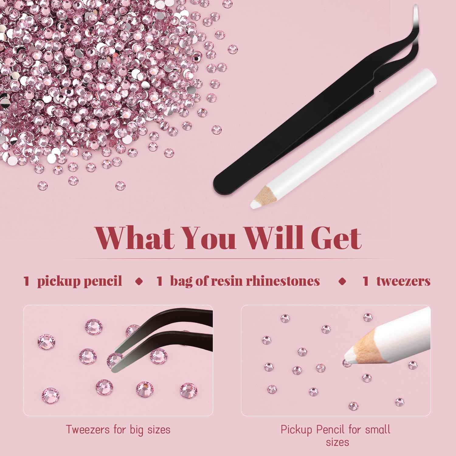 5000PCS 3mm Resin Rhinestones in Bulk (Light Pink), Bedazzling Flatback Crystals Rhinestones for Crafting DIY Nail Decoration, Gems Diomand Charms for Tumbler Shoes Clothing Fabric