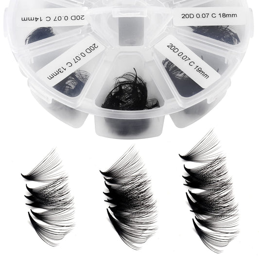 Premade Fans Short Stem 500 PCS 20D Eyelash Extensions 0.07mm C/D Curl 9-16mm Mixed WENDY LASHES Russian Volume Pre-made Lash Extension (500PCS-20D-0.07-D, 9-16mm mixed)