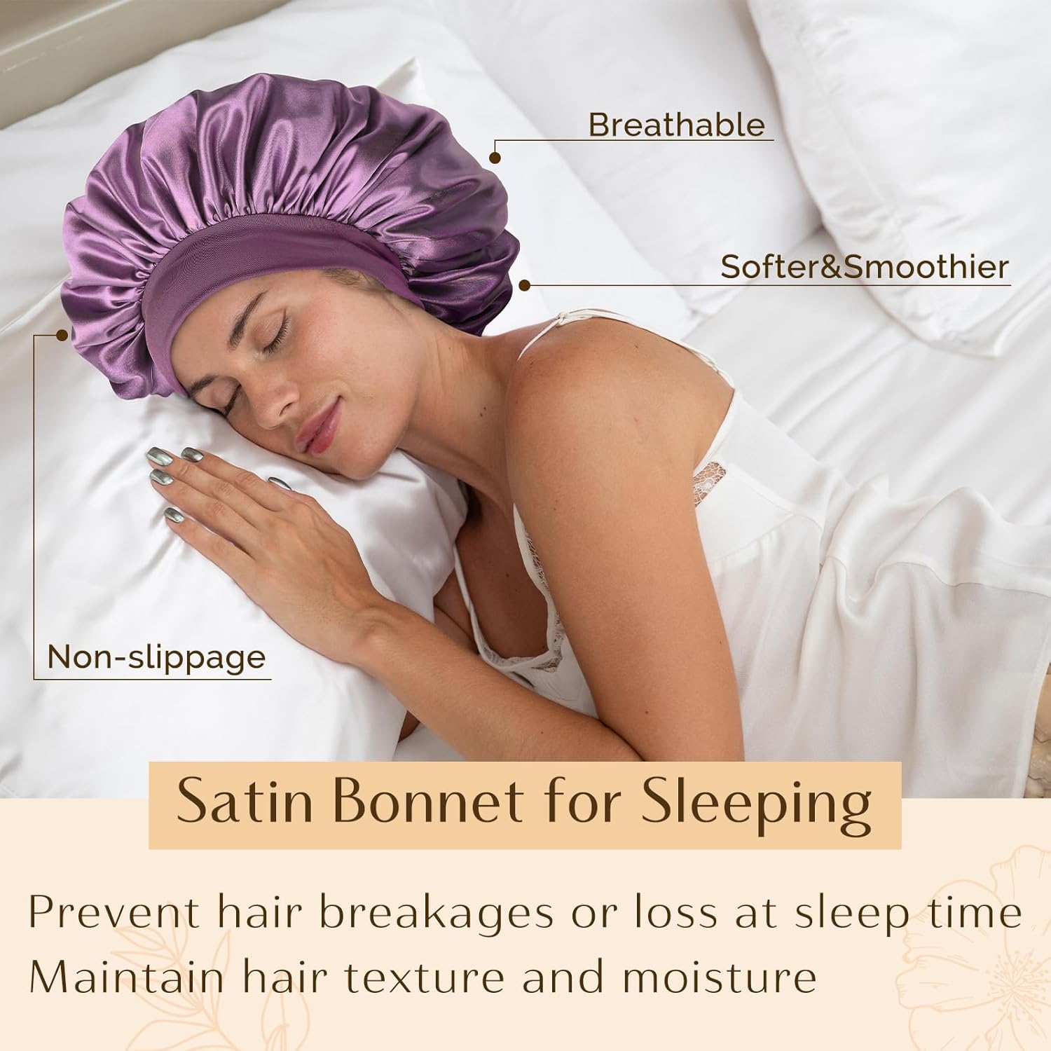 YANIBEST Silk Bonnet for Men Women Hair Bonnet for Sleeping Double Layer Satin Bonnets for Black Women Curly Hair Sleep Cap